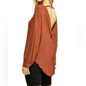 Free People Rib Open Back Tunic Top